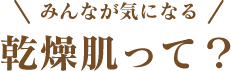 みんなが気になる 乾燥肌って?