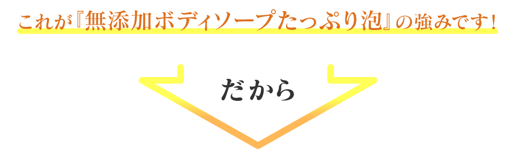 これが『無添加ボディソープたっぷり泡』の強みです! だから