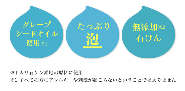 たっぷり泡3倍 グレープシードオイル使用 皮ふアレルギー皮ふ刺激テスト済み