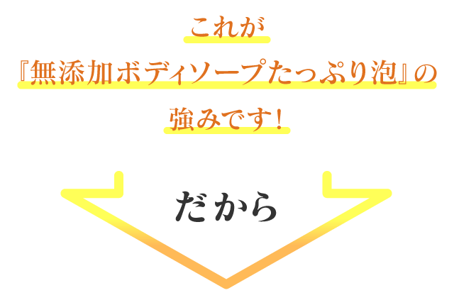 これが『無添加ボディソープたっぷり泡』の強みです! だから